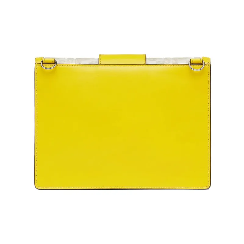 FENDI Baguette Canvas With Leather Baguette Bag, Shoulder Bag, Crossbody Bag Medium Size Men's Bright Yellow/Beige-2