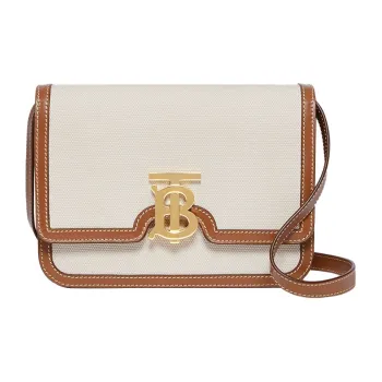 Burberry Two Tone Canvas With Leather Canvas Bag, Messenger Bag, Crossbody Bag, Shoulder Bag Women's