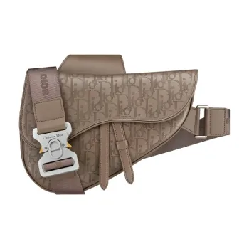 DIOR Leather Saddle Bag One Shoulder Crossbody Sling Bag Fanny Pack Men's Yellow Brown