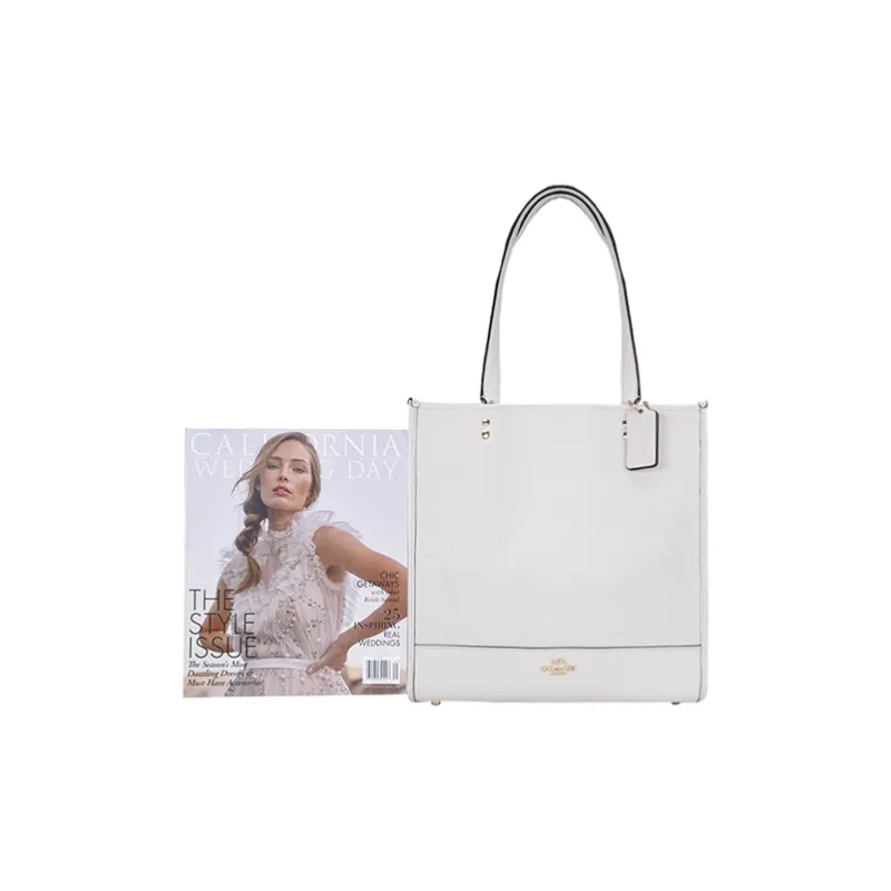COACH Dempsey Canvas With Leather Tote Bag Shopping Bag Shoulder Bags Women's White-3