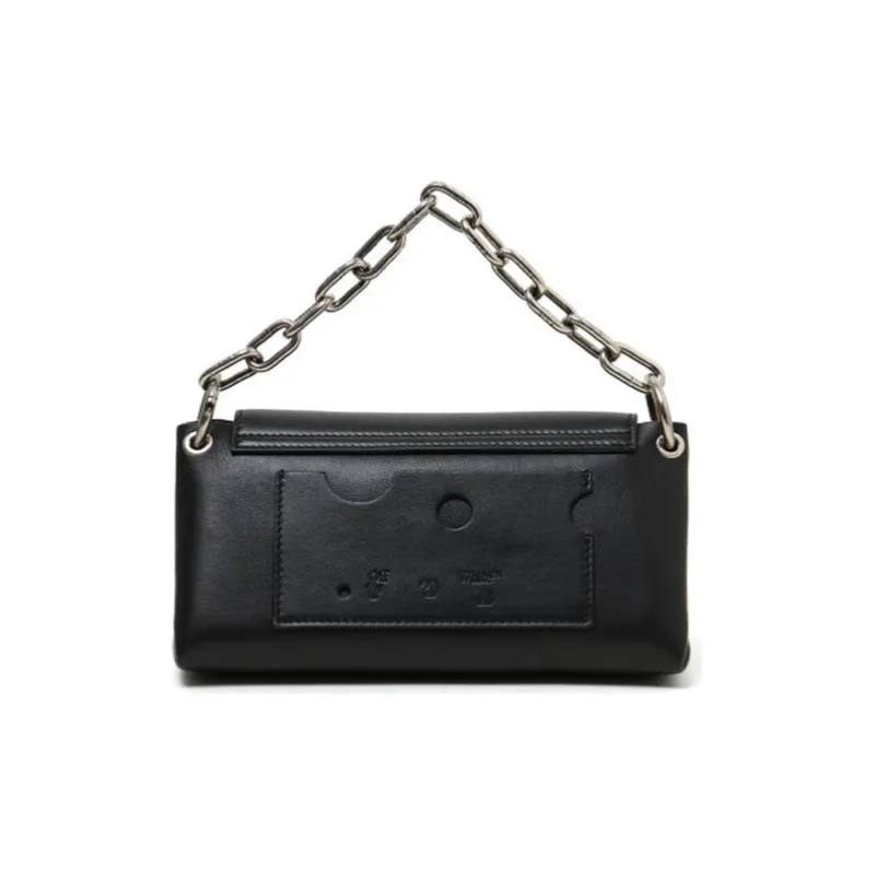 OFF-WHITE Leather Chain Bag One Shoulder Handbag Crossbody Bag Unisex Black-2