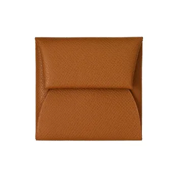 HERMES Bastia Epsom Calfskin Coin Purse Women's Gold Brown