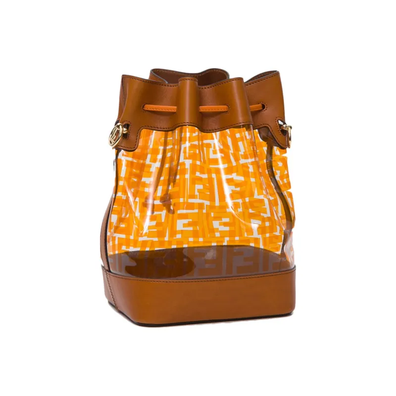 FENDI Mon Tresor Patchwork Bucket Bag Handbag Shoulder Bag Small Size Women's Brown-1