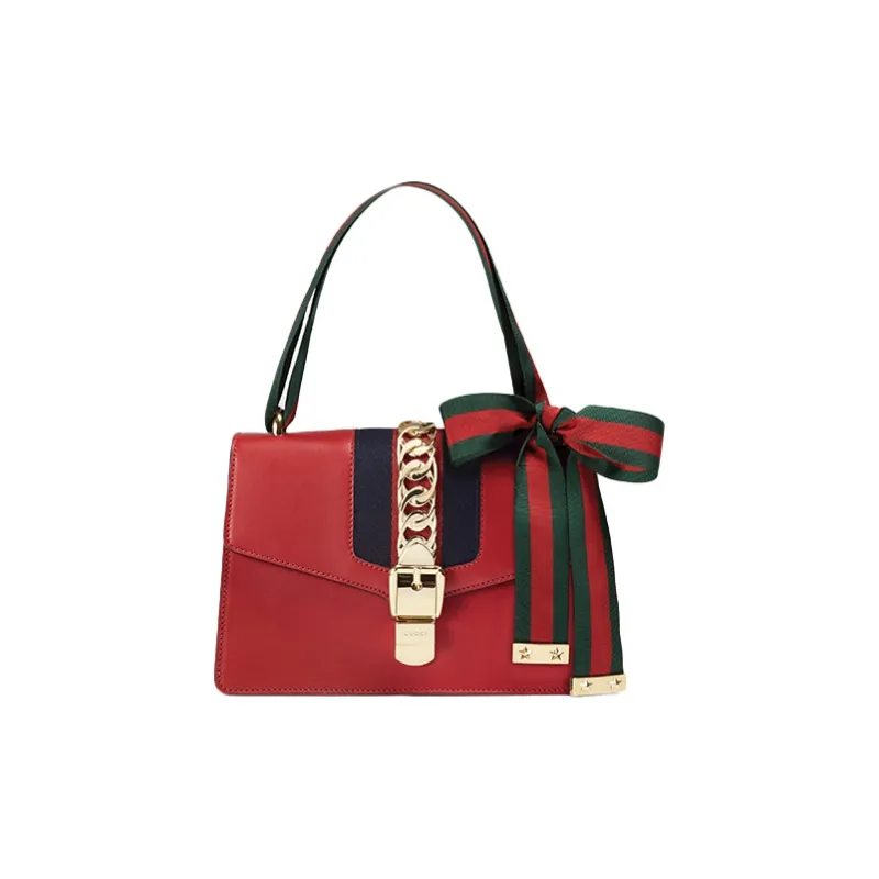 GUCCI Sylvie Cow Leather Portable Crossbody Bag Shoulder Bag Women's Red-2