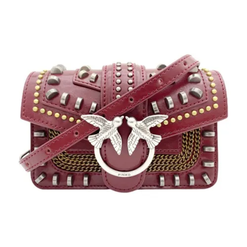 PINKO SIMPLY Calfskin Flying Bird Bag Swan Bag Shoulder Bag Crossbody Bag Small Size Women's Red