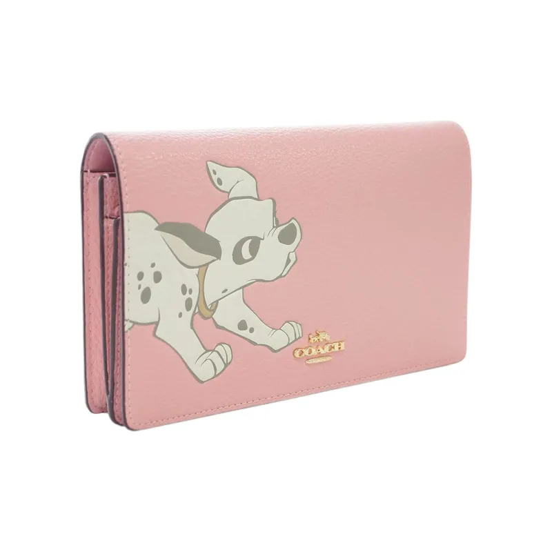 COACH Disney Collaboration Foldover Pebbled Leather Shoulder Bag Crossbody Bag Small Size Women's Cherry Blossom Pink-1