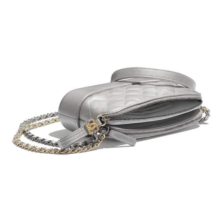 CHANEL Gabrielle Lambskin Hobo Bag, Shoulder Bag, Crossbody Bag Extra Mini Women's Silver/Gold-3