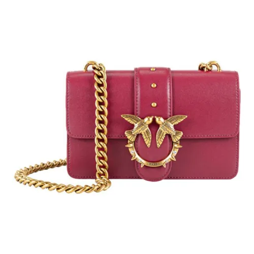PINKO SIMPLY Cow Leather Robin Bag Crossbody One Shoulder Women's Deep Red