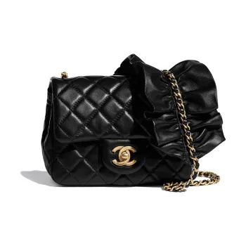 CHANEL Classic Flap CF Sheepskin With Gold Metal Shoulder Bag Women's Black