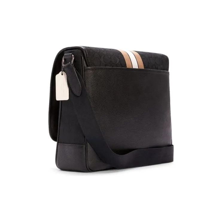 COACH Thompson Leather Crossbody Bag, Map Bag, Shoulder Bag Unisex Black-1