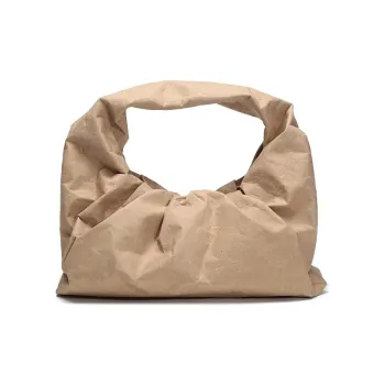 Bottega Veneta Paper Composite Polyurethane Croissant Bag, One Shoulder Handbag Women's Kraft Paper Color