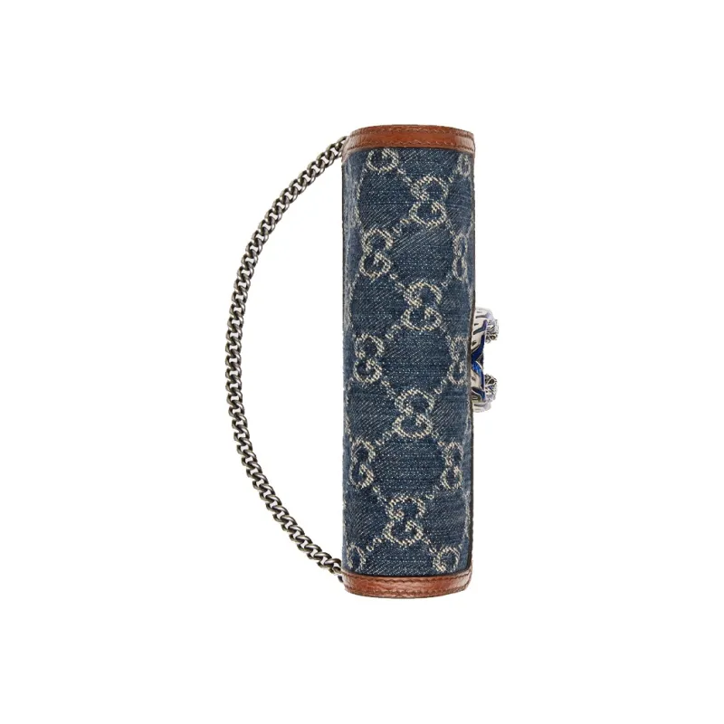 GUCCI Dionysus Logo Denim Messenger Bag Gray Blue-3