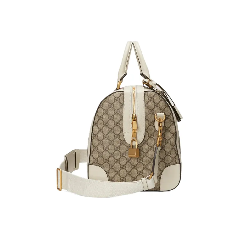 GUCCI Ophidia Canvas With Leather Travel Bags Shoulder Bag Crossbody Bag Handbag Large Size Men's Ebony & White-2