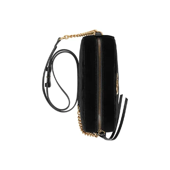 GUCCI Velvet Camera Bags Crossbody Bag Shoulder Bag Women's Black-5