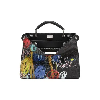 FENDI Leather Tote Bag Shopping Bag One Shoulder Handbag Crossbody Bag Mini Men's Black/Multicolor
