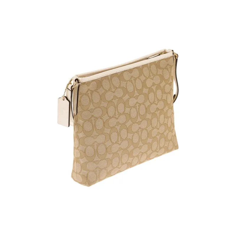 COACH File Canvas With Leather Messenger Bag Shoulder Bag Crossbody Bag Large Size Unisex Khaki & Ecru-1