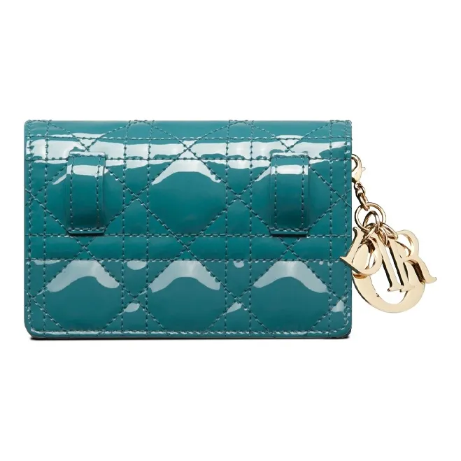 DIOR Patent Leather Cow Leather Patchwork Clutches Shoulder Bag Crossbody Bag Regular Women's Deep Sea Blue-3