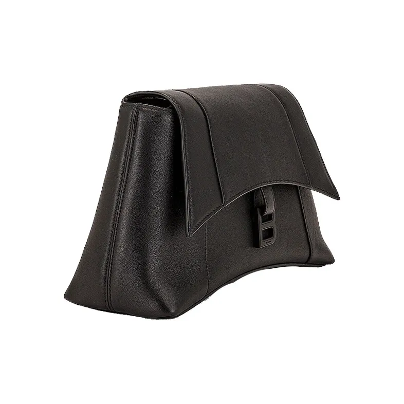 Balenciaga Downtown Soft Calfskin Shoulder Bag Women's Black-2