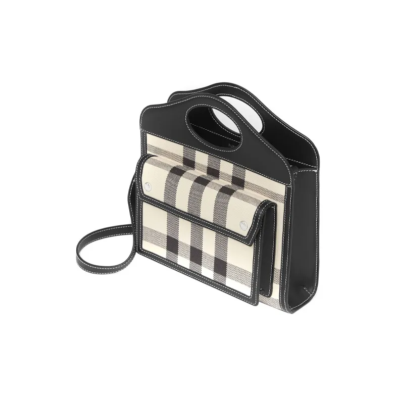 Burberry Pocket Bag Canvas Bag, Shoulder Bag, Crossbody Bag, Handbag Mini Women's Butter Beige/Black-3