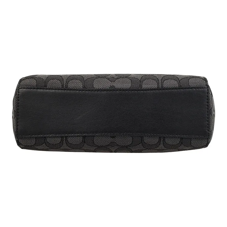 COACH Kelsey Jacquard Fabric With Leather Shoulder Bag Mini Women's Black Gray Color-3