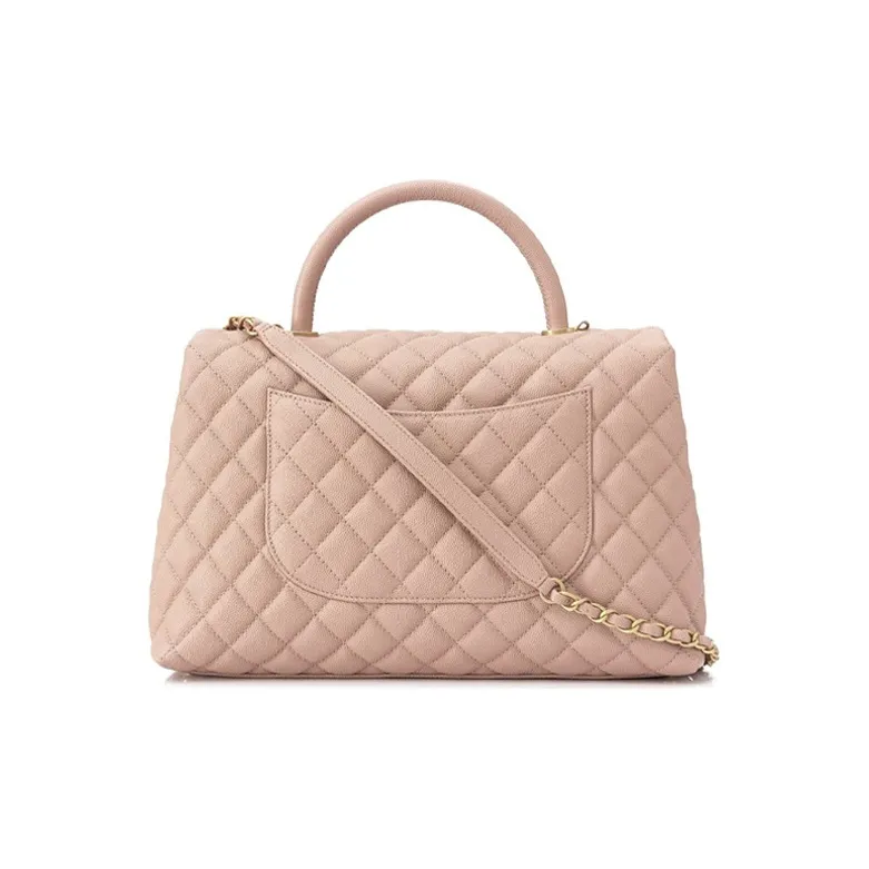 CHANEL Coco Handle Grain Embossed Cow Leather Shoulder Bag, Crossbody Bag, Handbag Women's Nude-2