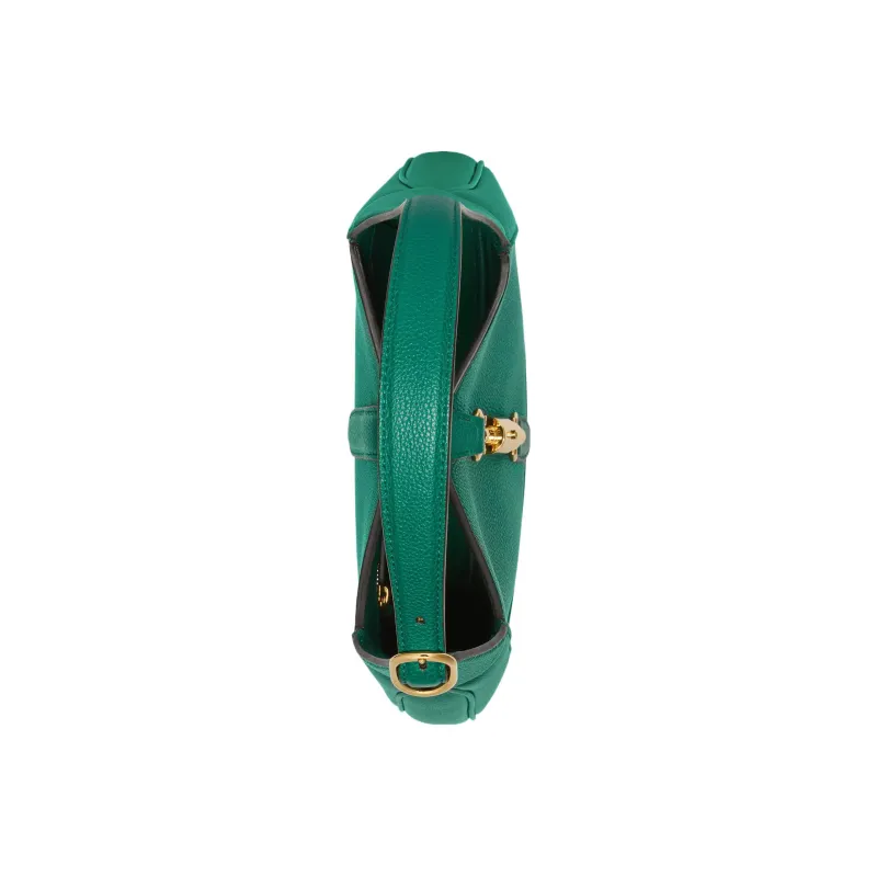 GUCCI Jackie 1961 Grained Leather Crescent Shoulder Bag Shoulder Bag Small Size Women's Emerald Green-5