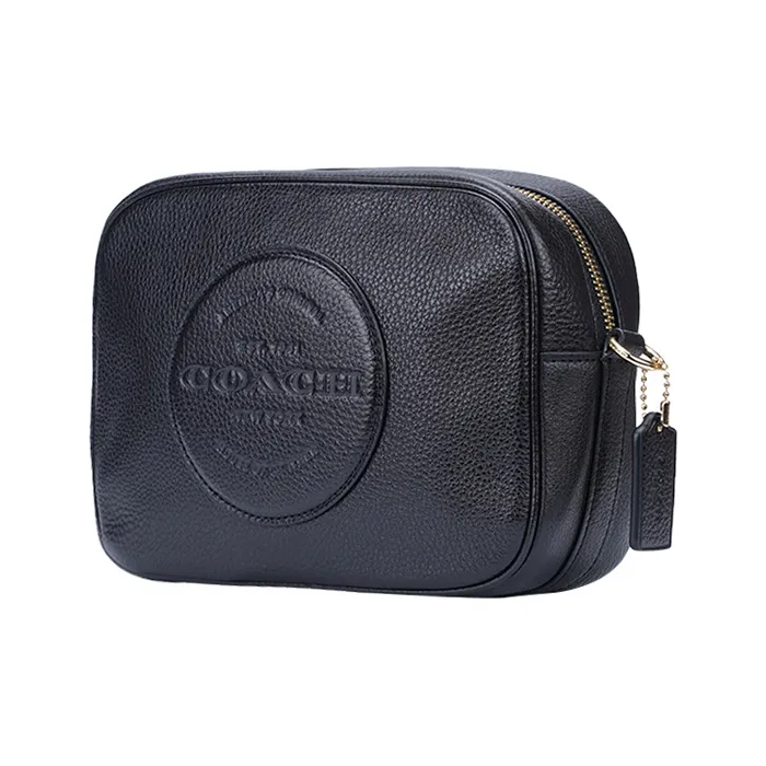 COACH Cow Leather One Shoulder Crossbody Camera Bag Medium Size Women's Black-1