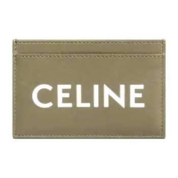 CELINE Smooth Cow Leather Card Clip Money Clip Card Holder Men's Dark Olive
