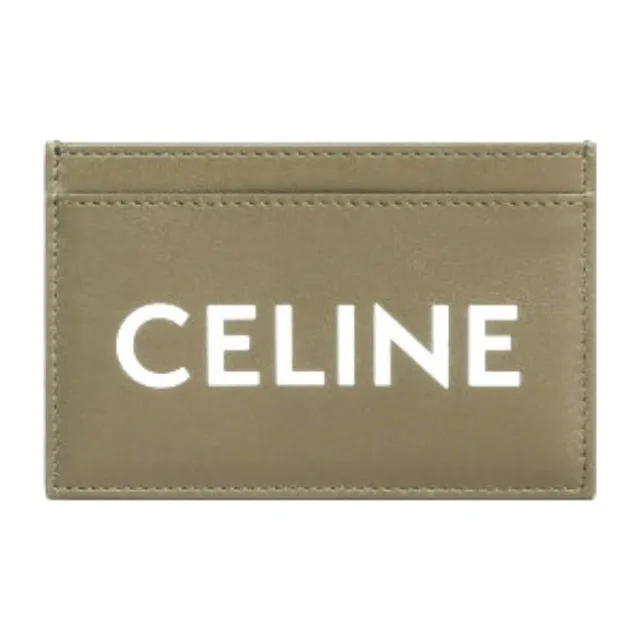 CELINE Smooth Cow Leather Card Clip Money Clip Card Holder Men's Dark Olive-0