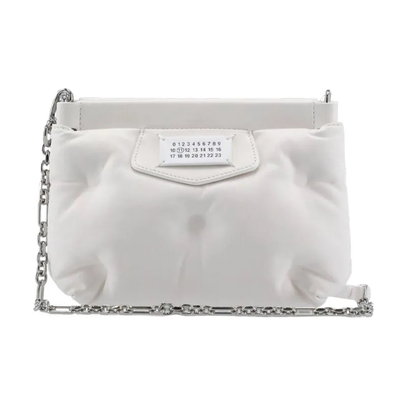 Maison Margiela Cow Leather Pillow Bag, Chain Bag, One Shoulder Crossbody Clutch Women's White-0