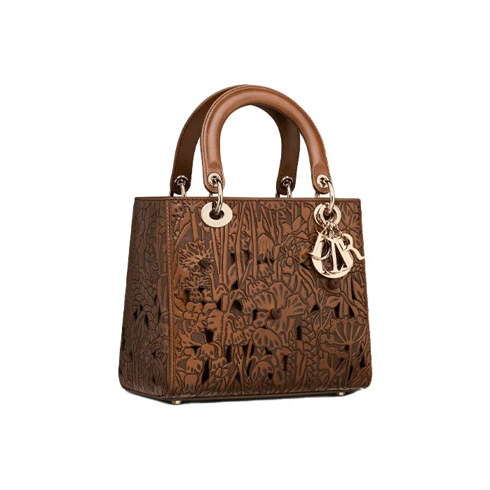 DIOR Lady Dior Cow Leather DaiFeng Handbags Medium Size Women's Brown-1