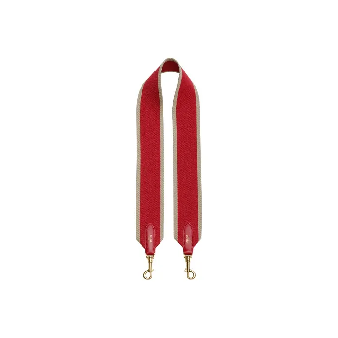 CELINE Fabric And Calfskin Bag Straps Women's Red/Natural-0