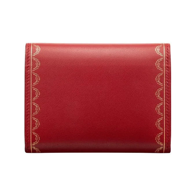 CARTIER GUIRLANDE Calfskin Wallet Small Size Women's Red-1