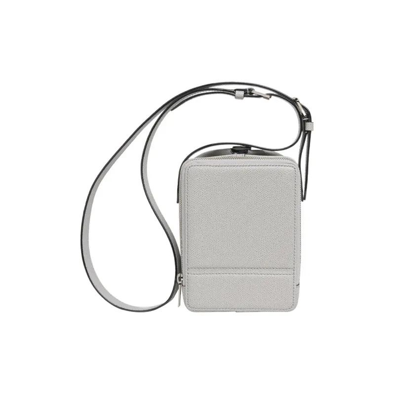 Valextra Tric Trac Calfskin Box Bag One Shoulder Handbag Crossbody Bag Women's Smoke Gray-1