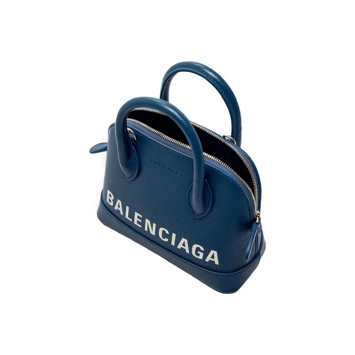 Balenciaga Ville Grain Leather Shoulder Bag, Crossbody Bag, Handbag Women's Blue-3