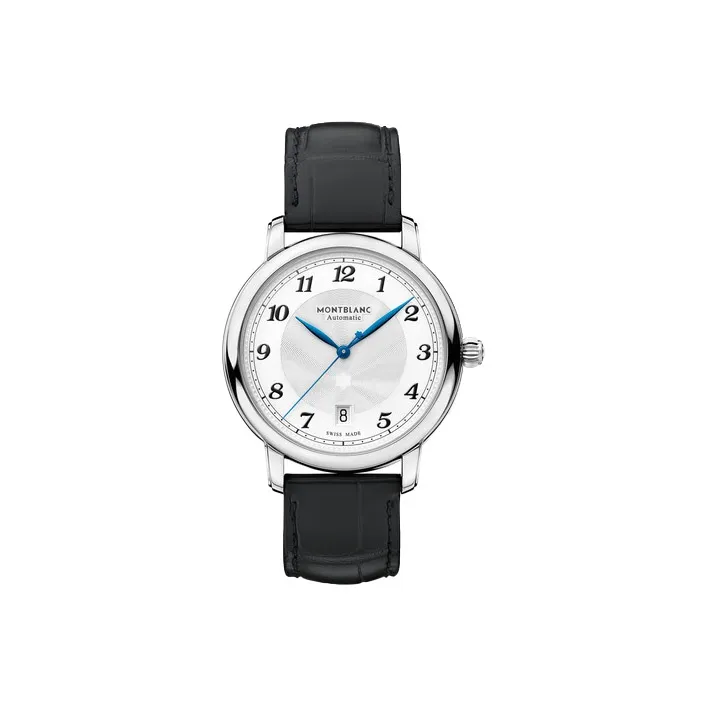 MONTBLANC Mechanical Movement Men's Watches Watch 39mm White Dial Stainless Steel Case Genuine Leather Strap-0