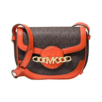 MICHAEL KORS Hally Artificial Leather Cow Leather Patchwork Saddle Bag Crossbody Bag Mini Women's Orange Red