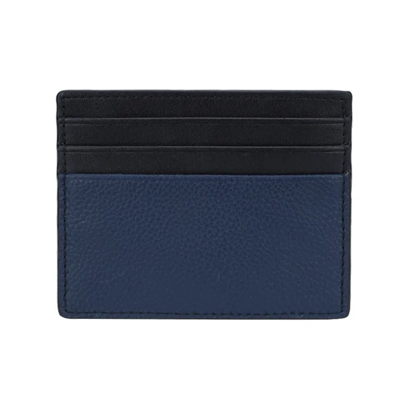 MICHAEL KORS Gifting Cow Leather Card Clip Wallets Mini Men's Navy Blue-2