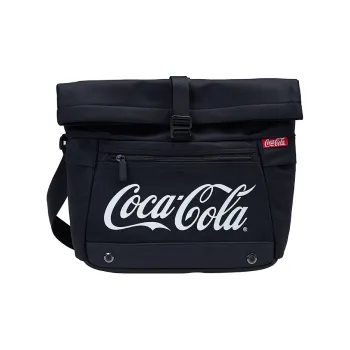 Coca Cola Nylon Crossbody Bag, Shoulder Bag Medium Size Unisex Black