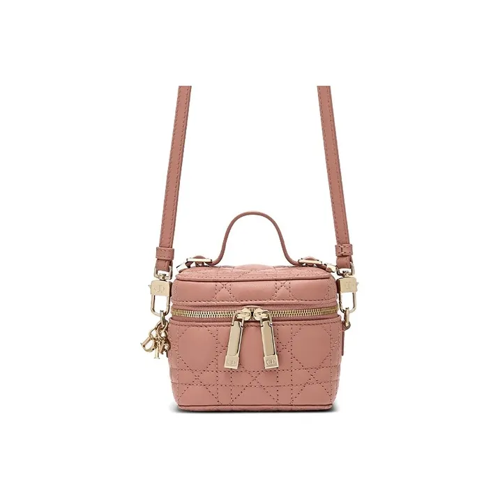 DIOR Lambskin Box Bag Shoulder Bag Crossbody Bag Handbag Makeup Bag Micro Women's Peachy Pink Color-2
