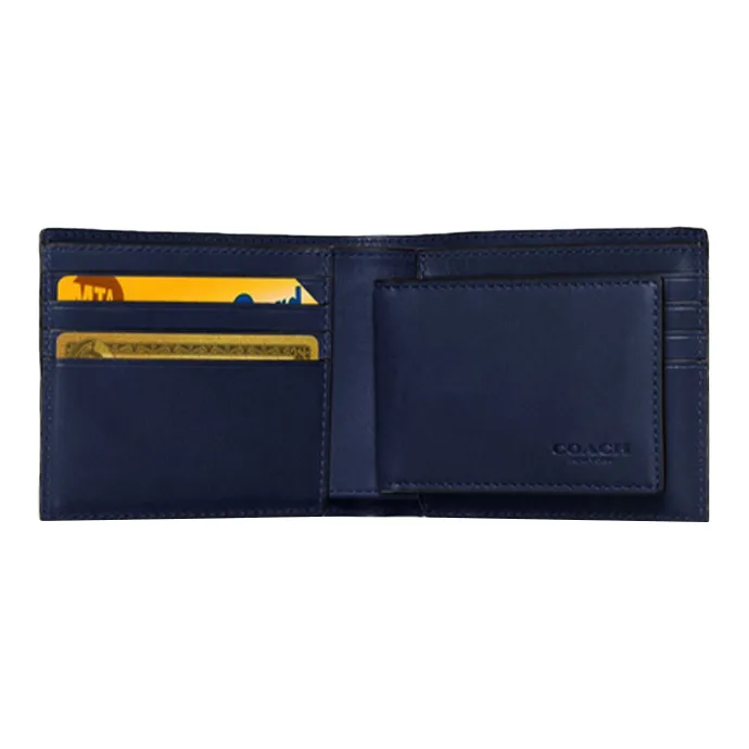 COACH 3 IN 1 Wallet Smooth Leather Wallet Men's Blue Black-1