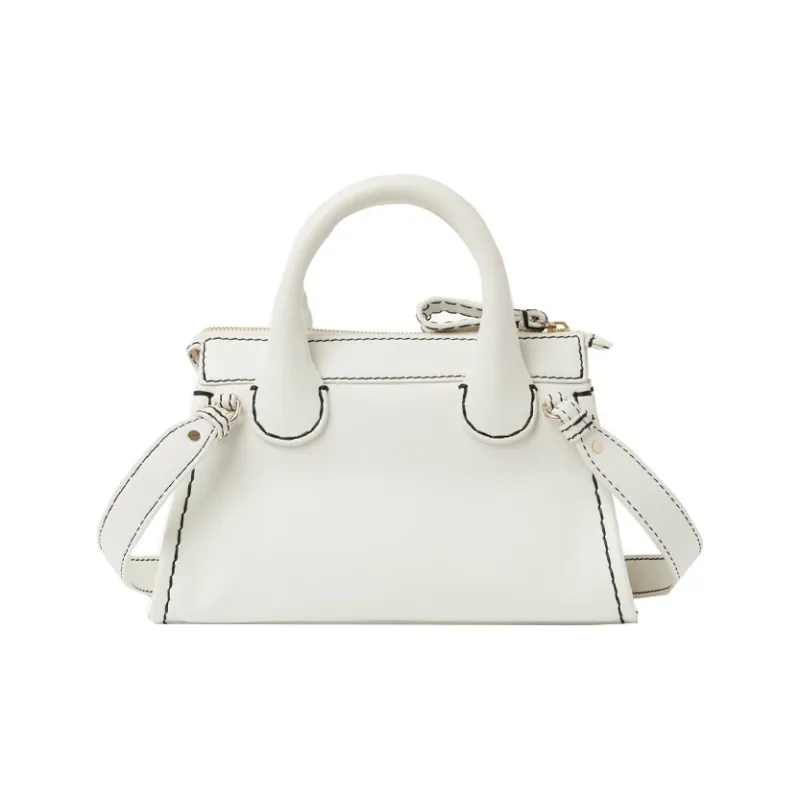 Chloe Buffalo Leather Shoulder Bag Crossbody Bag Handbag Mini Women's White-1