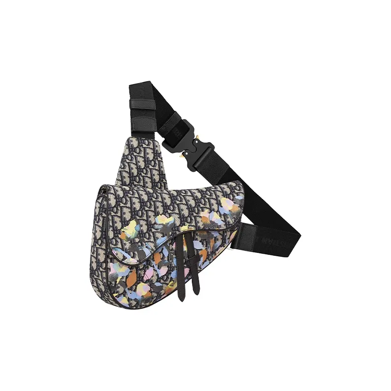 DIOR Saddle Nylon With Leather Saddle Bags Fanny Pack Shoulder Bag Crossbody Bag Men's Multicolor-1
