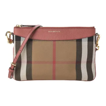 Burberry Vintage Matching Leather Cow Leather Shoulder Bag, Clutch, Crossbody Bag Women's Dark Pink