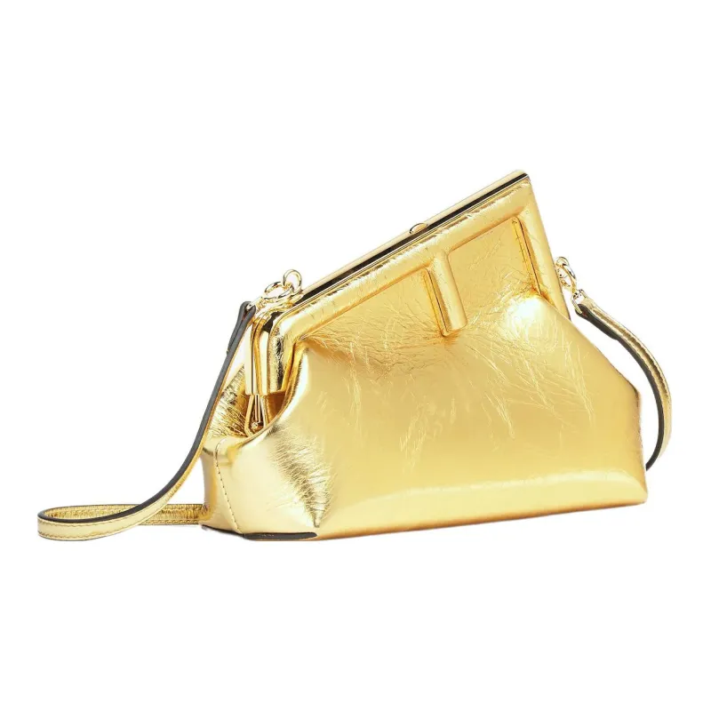 FENDI Fendi First Sheepskin Shoulder Bag Crossbody Bag Clutch Women's Gold-1