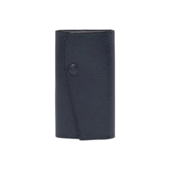 Valextra Pocket Leather Key Pouch Unisex Dark Blue