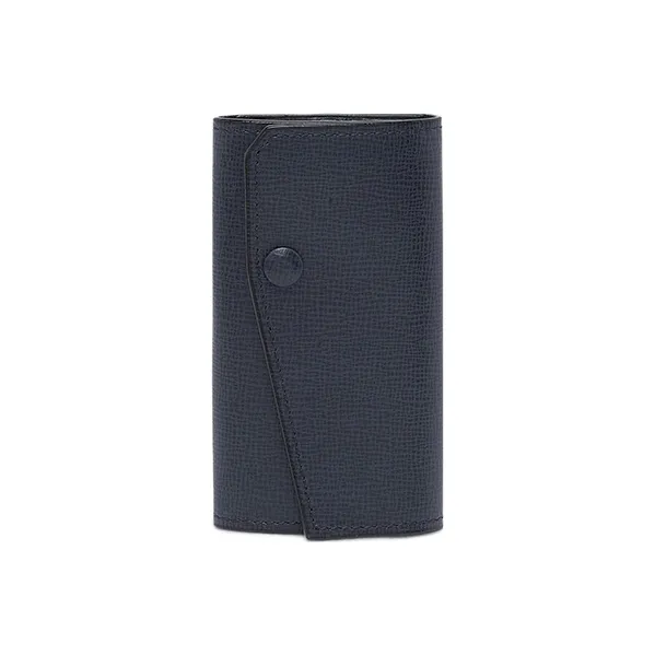 Valextra Pocket Leather Key Pouch Unisex Dark Blue-0