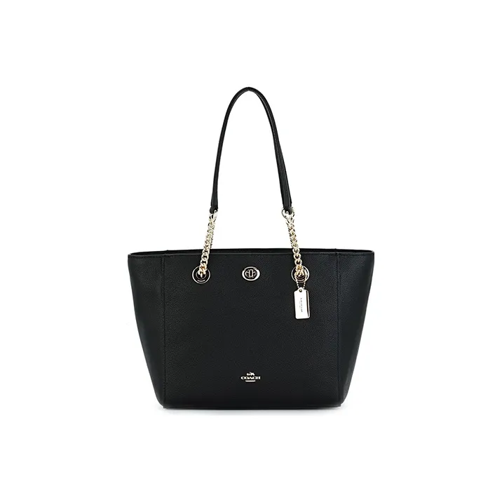 COACH Turnlock Tote Bag Shopping Bag Handbag Shoulder Bags Women's Black-0