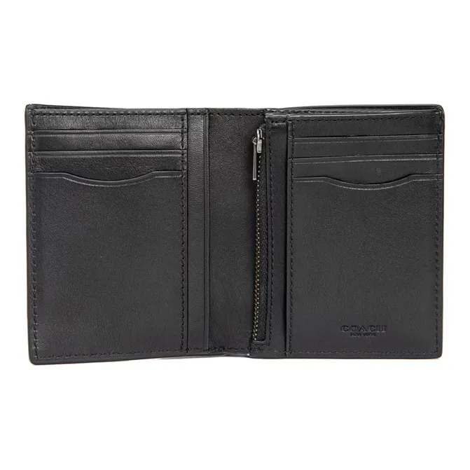 COACH Slim Wallet Leather Card Holder Wallet Small Size Men's Black-2