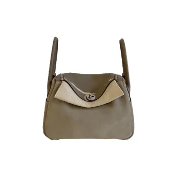 HERMES Lindy Grizzly Suede With Swift Leather Handbag, Shoulder Bag Regular Women's